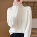 K Women's Half-turtleneck Sweater; New Style With Raglan Sleeves; Loose Innerwear Pullover; Long Sleeves. No Necklace And Bag._ecoleips.com