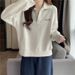 real-shot Polo Collar Sweatshirt For Women, Spring And Autumn, Thin, Loose, New Plus Size, Hong Kong Style,_ecoleips.com