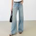Women's Clothing High Waist Wide Leg High Count Cotton Jeans Retro Washed Loose Straight Trousers For Women_ecoleips.com