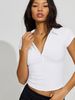 Women's Clothing POLO Collar Button Short Sleeve Women's Top Versatile Spring Summer Tight Sports Waist European American Style_ecoleips.com