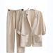 In Stock European And American New Women's Autumn Commuter Suit Cotton Linen Jacket With Pockets Loose Fashion Casual_ecoleips.com