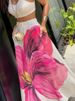 Floral Print Low-Waisted A-Line Long Skirt for Women Spring/Summer Beach Vacation Fashionable European American Style_ecoleips.com