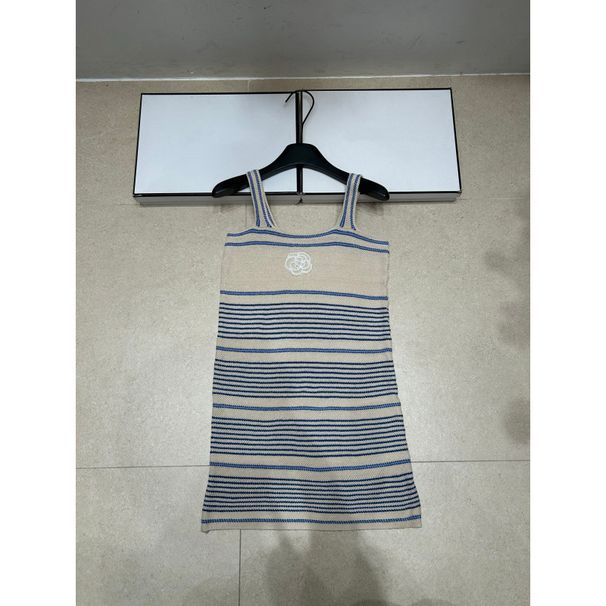 Trendy Brand Knitted Floral Striped Sleeveless Pullover Slip Slimming And Versatile Women's Dress, New Summer 2026 Model_ecoleips.com