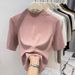 Women's Half High Neck Mid Sleeve T-Shirt Three Quarter Sleeve Mid Neck German Velvet Top Early Autumn New Style_ecoleips.com