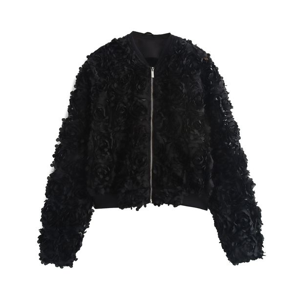 Women's Clothing Autumn Flower Decoration Loose Casual Jacket_ecoleips.com