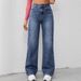 Women's Wide Leg Loose Denim Trousers Washed Effect Fashion Spring Autumn Solid Color Polyester_ecoleips.com