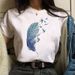 European And American Cross-border Foreign Trade Clothing Feather Pattern Round Neck Printed Women's Short-sleeve_ecoleips.com