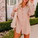 Custom Made Women's Long Sleeved Shirt And High Waisted Shorts Set European American Style Fashion Casual Two-Piece Outfit_ecoleips.com