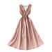 Women's Sleeveless V Neck Long Dress Elastic Waist Slimming A-Line Gown For Evening Party Summer New Style_ecoleips.com