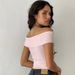 Women's Clothing One Shoulder Three Dimensional Flower Long Sleeved Sweater Knitted Short Top_ecoleips.com