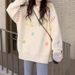 girl High-end Bear Embroidery Unique Pullover Knit Women, Loose Lazy Style, Soft Cozy Outerwear Sweater For Autumn And Winter_ecoleips.com