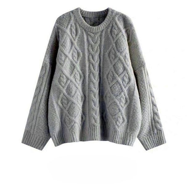 girl Twist Women, Autumn Winter Soft And Cozy Versatile Cream White Round Neck Loose Pullover Lazy Style Knitted Sweater For_ecoleips.com