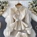 Sheer Embroidered Blouse And High-Waisted Skirt Two-Piece Set For Women Elegant Feminine Fitted Waist Charm_ecoleips.com