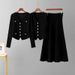 Women's Autumn/Winter Knitted Cardigan And Skirt Set Casual Fashion Ribbed Three Piece Short Skirt Cross Border Russian Style_ecoleips.com