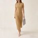 Elegant Knit Maxi Dress round Neck A-Line Slimming Summer Dress for Women 6 Colors S M L_ecoleips.com