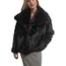 Women's Faux Fur Jacket With Oversized Lapel, Short Puffy Coat, Winter Fashion Outerwear, Fluffy Faux Fox Fur Collar, Street Style, Elegant & Trendy_ecoleips.com