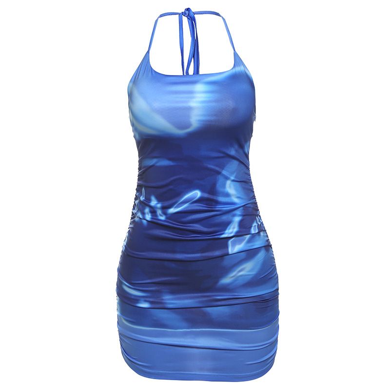 Women's Bodycon Dress Halter Neck Off-Shoulder Backless Ruffle Twist Front Cocktail Party Dress Fashion-Forward Neckline_ecoleips.com