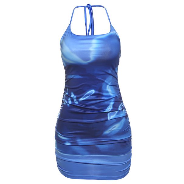 Women's Bodycon Dress Halter Neck Off-Shoulder Backless Ruffle Twist Front Cocktail Party Dress Fashion-Forward Neckline_ecoleips.com