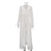 Sexy See through Belted Waist Long Robe And Pants Set Women's Two Piece European American Style Spring Autumn Clothing_ecoleips.com