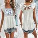 Women's Summer Embroidered Ruffle Top Tie Neck Square Neck Flutter Sleeve European And American Style Clothing_ecoleips.com