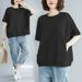 Large Size Women's Clothing Summer Loose Large Size Meat-covering And Thin Top Solid Color Round Neck Age-reducing Short-sleeved T-shirt_ecoleips.com