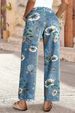 Women's Printed Denim Straight Leg Wide Leg Pants Cotton Bohemian Casual Spring Autumn Fashion Outerwear_ecoleips.com