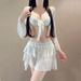 Women's Long Sleeved Bikini Swimsuit Solid Color Two Piece Four Piece Set Sun Protective Sexy Hot Spring Swimwear Professional_ecoleips.com
