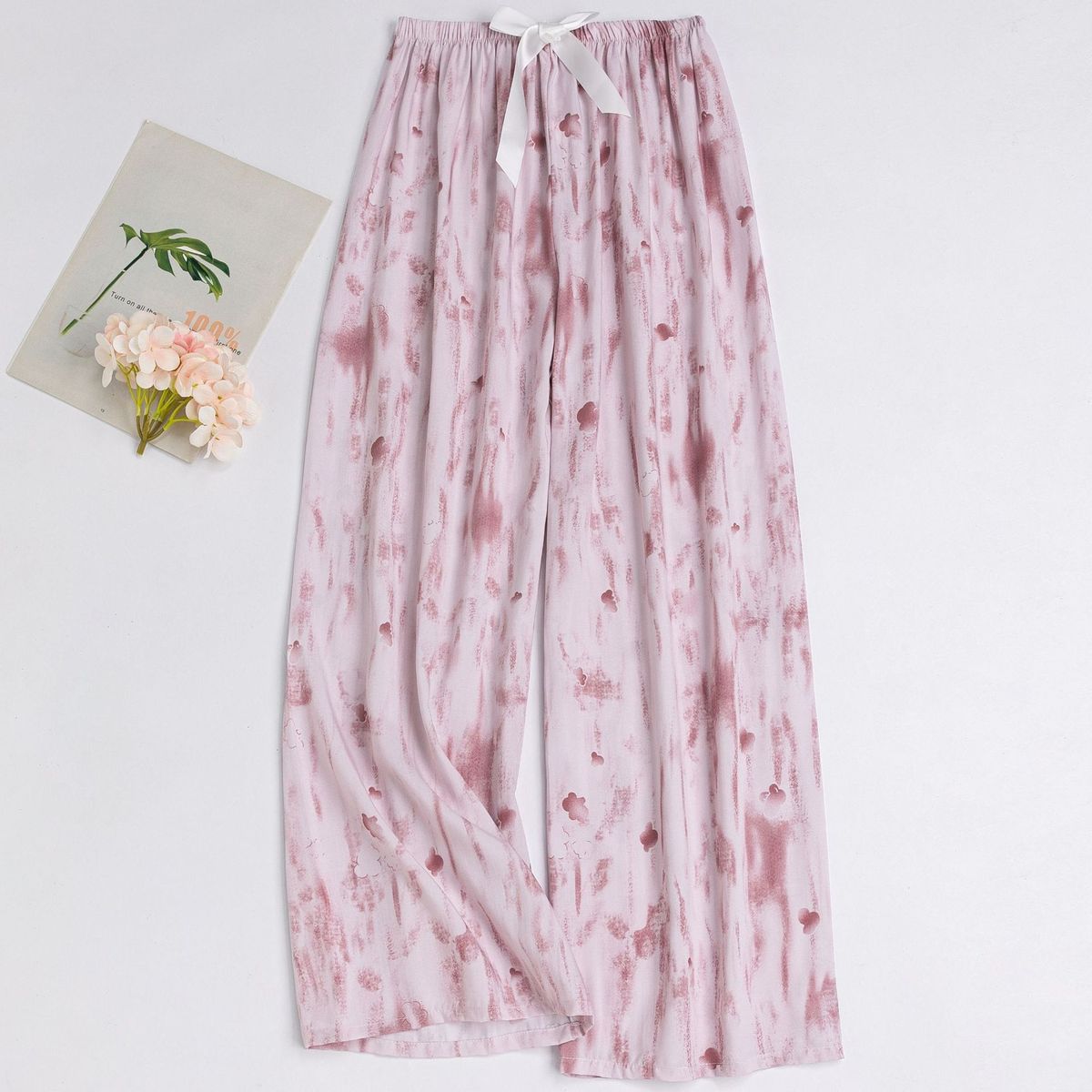 Floral Printed Womens Pajama Soft Calf Length Elastic Waist Pants Pyjama Pijama Femme Casual Home Clothes Women Holiday Clothes_ecoleips.com