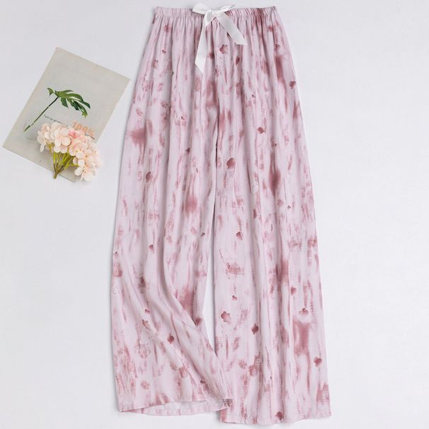 Floral Printed Womens Pajama Soft Calf Length Elastic Waist Pants Pyjama Pijama Femme Casual Home Clothes Women Holiday Clothes_ecoleips.com