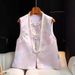 Women's retro jacquard brocade vest vest new Chinese style buttoned jacket waistcoat_ecoleips.com