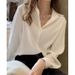 Women's White Korean Style Shirt Plus Size Loose Professional Suit Chiffon Base Layer Casual Spring Summer Blouse_ecoleips.com