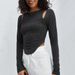 Voya Women's 2026 Irregular Round Neck Knitted Long Sleeve T-shirt Sexy Fashion Solid Color Top_ecoleips.com