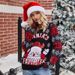 Christmas Sweater Women’s Knit Pullover – Santa Embroidery Oversized Holiday Jumper (S-XXXL, Black/Red)_ecoleips.com