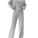 Women's Clothing Casual Knitted Long Sleeved Suit Women's Hooded Sweatshirt Loose Trousers Two Piece Set_ecoleips.com