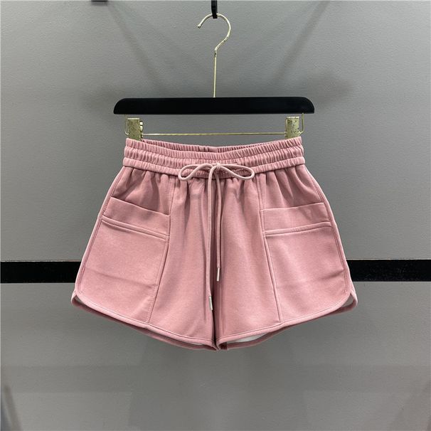 Women's Clothing Casual Sports Home Shorts Elastic Waist Versatile Drawstring Loose Slim A Line Wide Leg Hot Pants_ecoleips.com