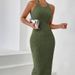 Women's Crew Neck Solid Sleeveless Spaghetti Strap Dress Knit Ribbed Longline Slim-Fit Casual Sports Tank Dress_ecoleips.com