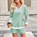 Women's Clothing American Striped Casual Long Sleeve Shorts Suit Elastic Waist Autumn Winter New2026 Clothing_ecoleips.com