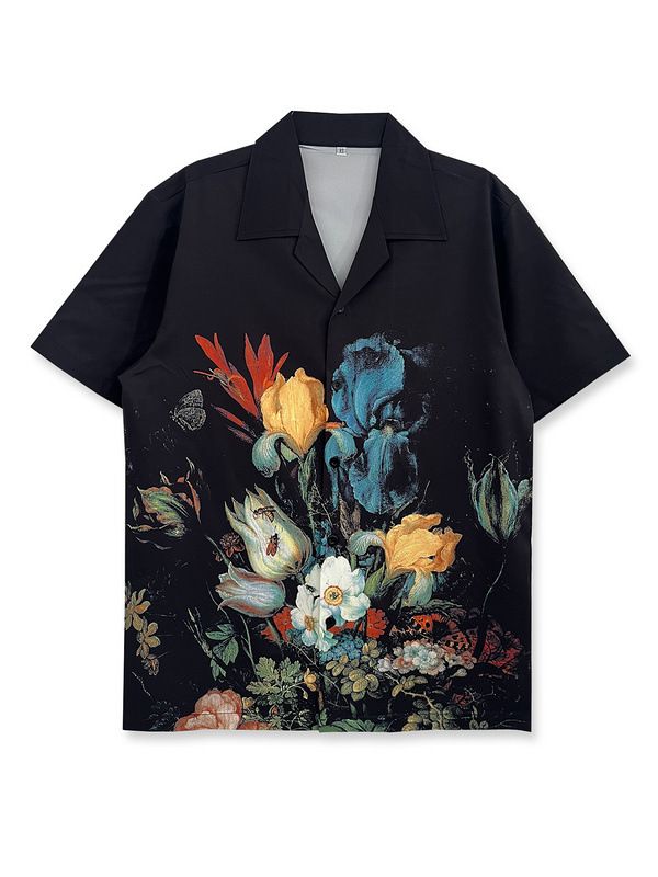 Men's And Women's Retro Seaside Trendy Short Sleeve Printed Shirt European Size Loose Fit for Couple Vacation_ecoleips.com