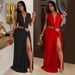 Women's Clothing Sleeveless Deep V Slit Dress New_ecoleips.com