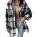 Women's Casual Versatile Plaid Hooded Long Sleeved Jacket Fall Winter New_ecoleips.com