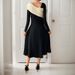 European-Style Versatile Elegant Large-Flare Irregular V-Neck Color-Block Dress_ecoleips.com