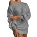 Off-Shoulder Sweater Dress – Trendy Lantern Sleeve Knit Dress For Women (S-5XL, 8 Colors, Casual & Chic)_ecoleips.com