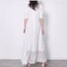 Elegant V Neck White Lace Long Dress Temperament Commute Floral Evening Party Gown Formal Dinner Dress_ecoleips.com