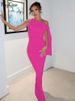 Hugcitar 2025 Solid O Neck Sleeveless Patchwork Sexy Bodycon Maxi Prom Dress Summer Women Clothes Birthday Party Festival Y2K_ecoleips.com