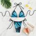 Women's Butterfly Print Tie-Up Two-Piece Bikini Set Beach Swimsuit Polyester Regular Fit For All Seasons_ecoleips.com