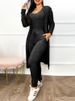 K European And American Style Cardigan Long Casual Pants Set Jumpsuit Solid Color Women's Clothing_ecoleips.com