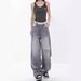 KEN STUDIO Summer New Ripped Gradient Wide-Leg Jeans For Women, High-Waisted, Loose, Slimming, Straight-Leg Pants_ecoleips.com