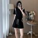 Warm Maple Black Sports Casual Suit Women, Summer 2026 New Style, Youthful Stylish, Petite And Plus Size Shorts For_ecoleips.com