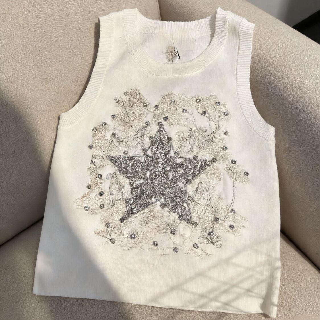 Unique Design Knitted Vest For Women, Summer Five-Pointed Star Pattern, Chic, Slimming, Sexy Top_ecoleips.com