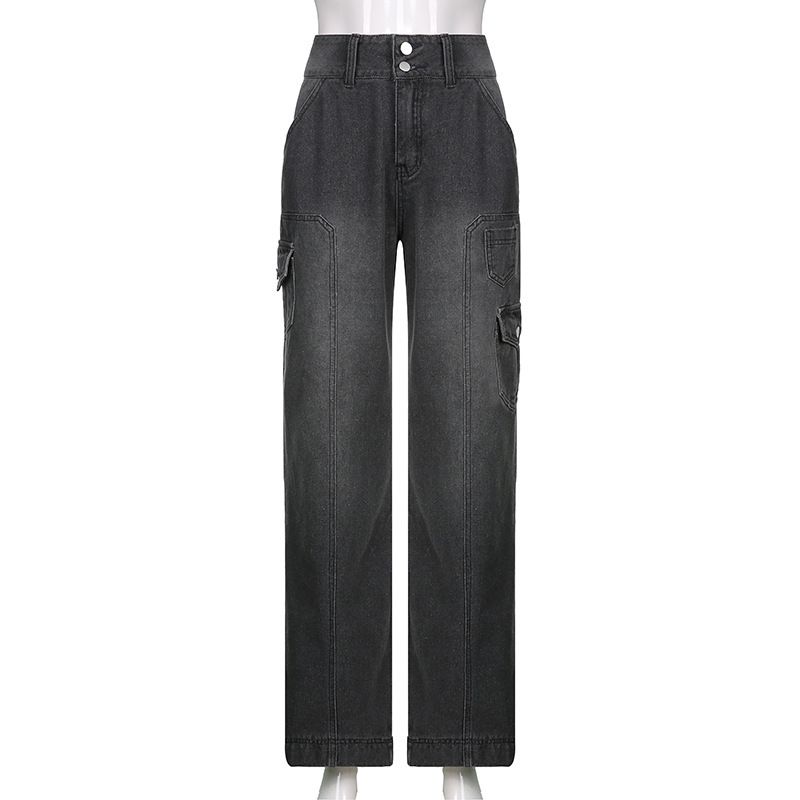Women's Distressed Denim Jeans – Patchwork Design, Straight Leg, Medium Wash, Casual & Stylish_ecoleips.com